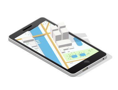 Şehir bir smartphone ekranında