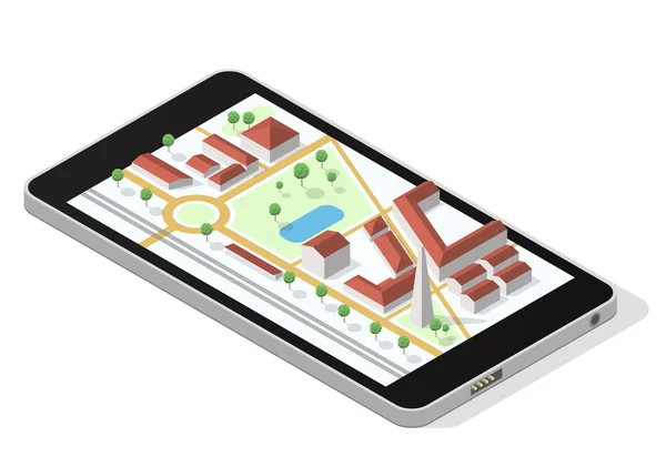 Karte auf Smartphone-Bildschirm — Stockvektor