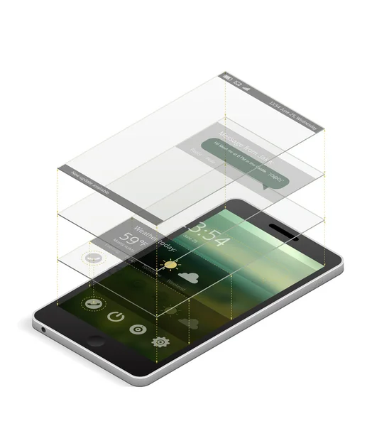 Schema schermo smartphone — Vettoriale Stock