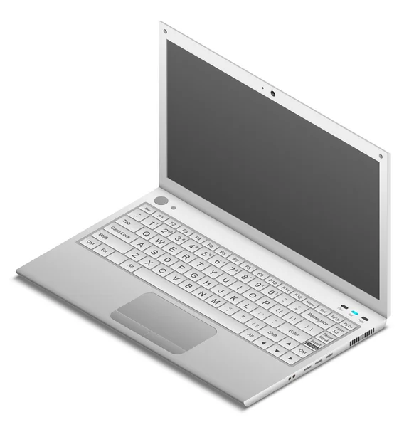 Laptop isométrico isolado em branco — Vetor de Stock