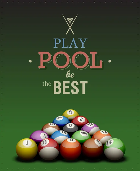 Spela Pool affisch — Stock vektor