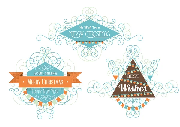 Three christmas badges — Stock Vector