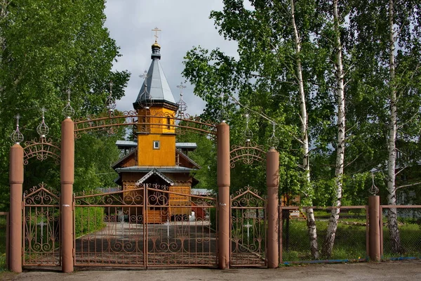 Aprelewka Rosja Czerwca 2018 Drewniana Kaplica Prawosławna Małej Wiosce Północno — Zdjęcie stockowe