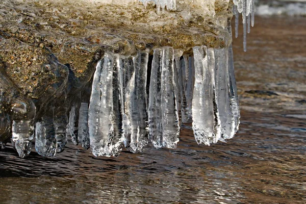 Russia Gorny Altai Crescite Ghiaccio Bizzarre Sulla Riva Meridionale Del — Foto Stock