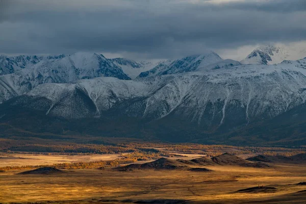 Rusko Jižně Západní Sibiře Hora Altai Podzimní Západ Slunce Pohoří — Stock fotografie