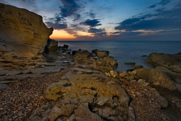 Rusland Dagestan Dawn Rotsachtige Kust Van Kaspische Zee Buurt Van — Stockfoto