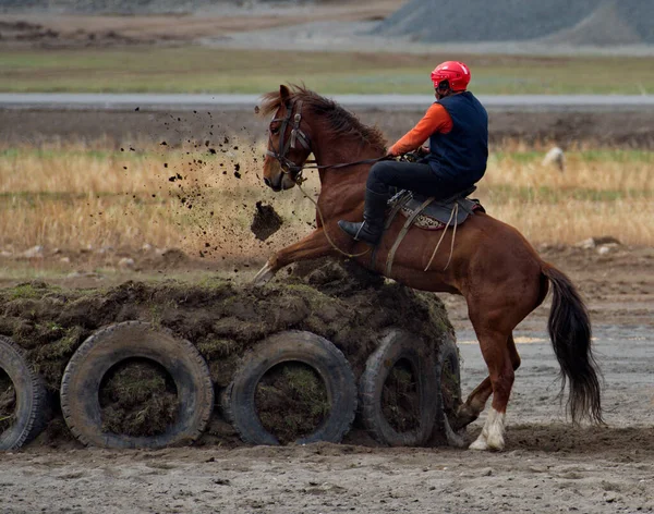 Kupchegen Rosja Maja 2021 Altai National Equestrian Game Kok Boru — Zdjęcie stockowe