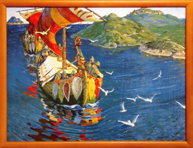 Verkh-Uymon. - Rusya. 16 Ekim 2016. Mountain Altai 'deki anıt müzesi. N. K. Roerich 'in 