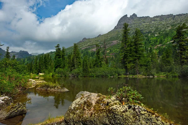 Rusia Territorio Krasnoyarsk Sayans Oriental Tarde Verano Orilla Del Lago — Foto de Stock