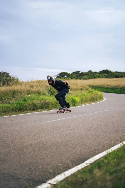 Beachy Head East Sussex 2020 Downhill Skate Riders Road South — Stock Photo, Image