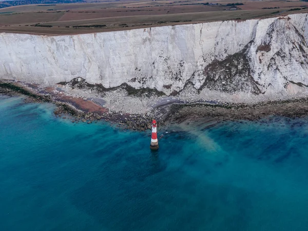 Aerial Drone Landscape Photo Beachy Head Lighthouse Chalk Cliffs Colorful — ストック写真
