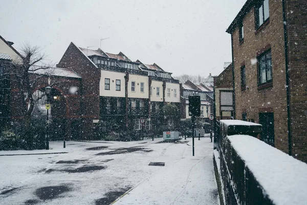 Richmond Thames London 2021 West London Streets Coevered Snow Sunday — Fotografie, imagine de stoc