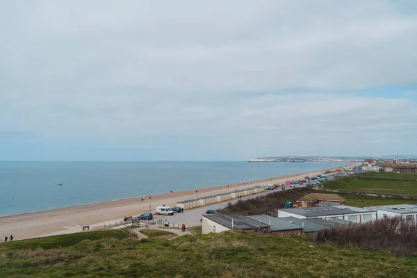 Seaford East Sussex 2021 Seaford Beach View Cloudy Morning Top — ストック写真