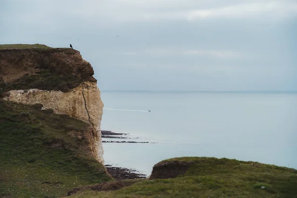 Seaford East Sussex Křídové Skalní Útesy Pobřeží Sussexu Oblázkovou Pláží — Stock fotografie