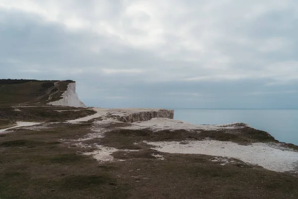 Seaford East Sussex Chalk Rock Cliffs Sussex Coast Pebble Beach — Stock Photo, Image