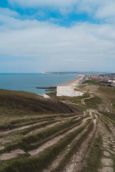 Seaford East Sussex 2021 Seaford Beach View Cloudy Morning Top — ストック写真