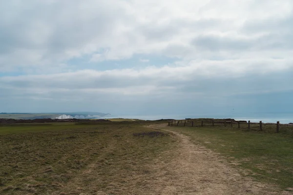 Seaford East Sussex Reserva Natural Seaford Head Vista Manhã Nublada — Fotografia de Stock