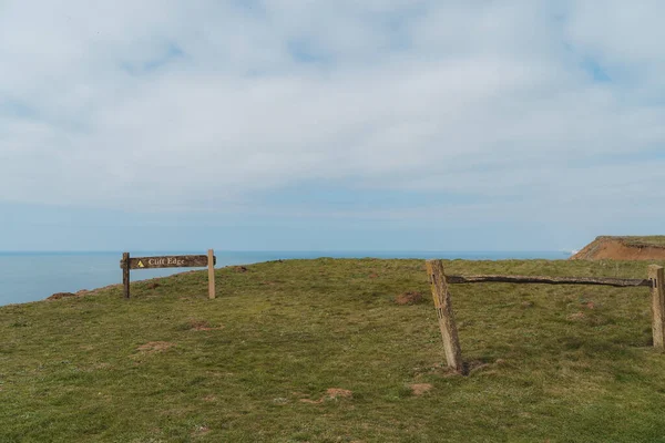 Seaford East Sussex Seaford Head Nature Reserve Sign View Cloudy — Stockfoto
