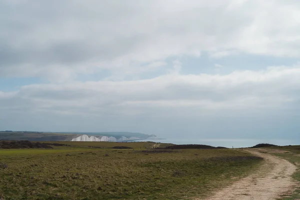 Seaford East Sussex Seaford Head Nature Reserve View Cloudy Morning — Stockfoto
