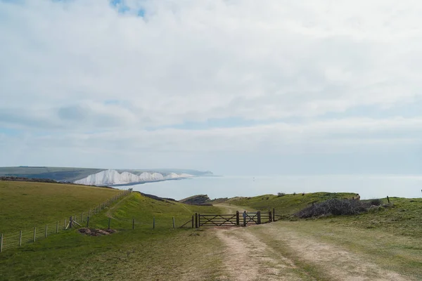 Seaford East Sussex 2021 Seaford Head Nature Reserve View Cloudy — ストック写真