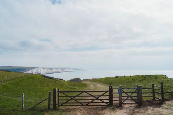 Seaford East Sussex 2021 Seaford Head Nature Reserve View Farm — ストック写真