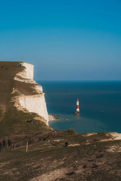 Doğu Sussex 124 Ngiltere 2021 Kırmızı Beyazlar Beachy Head Lighthouse — Stok fotoğraf