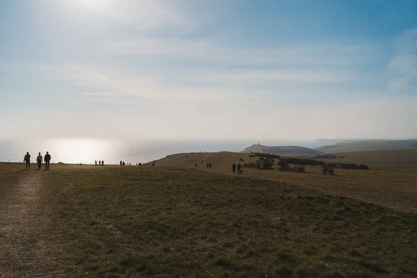 East Sussex 2021 People Walking Paths Seven Sisters Clifftop Paths — Stock Photo, Image