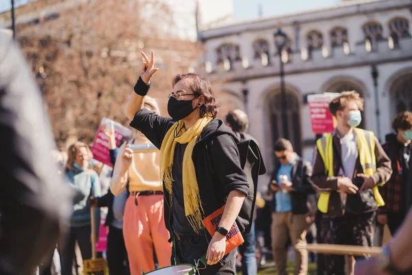 Westminster London 2021 Drummers Music Kill Bill Protest — стокове фото