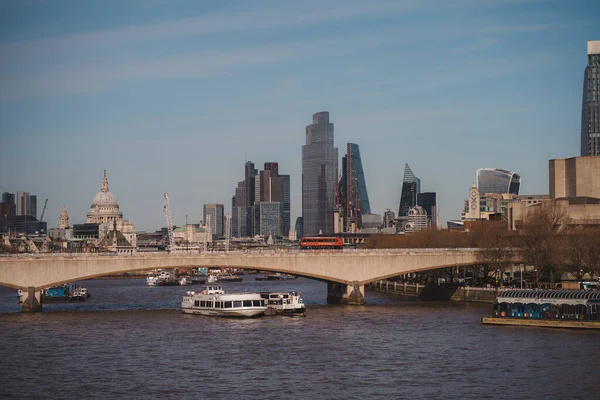 Thames Embankment London Storbritannien 2021 Vacker Utsikt Över Paul Cathedral — Stockfoto