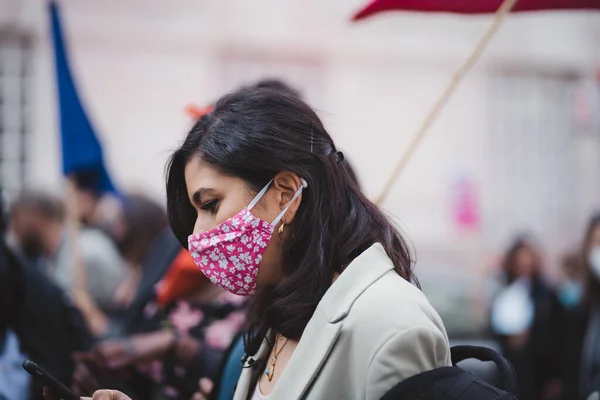 Westminster Londen 2021 Dame Met Masker Protest Kill Bill — Stockfoto