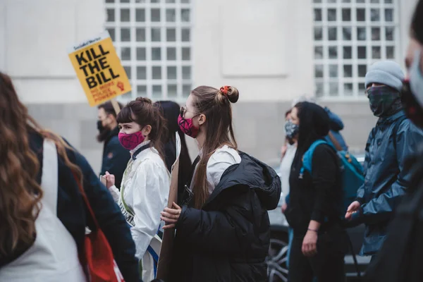 Westminster London 2021 Álarcot Viselő Emberek Zászlókat Zászlókat Lengetve Kill — Stock Fotó