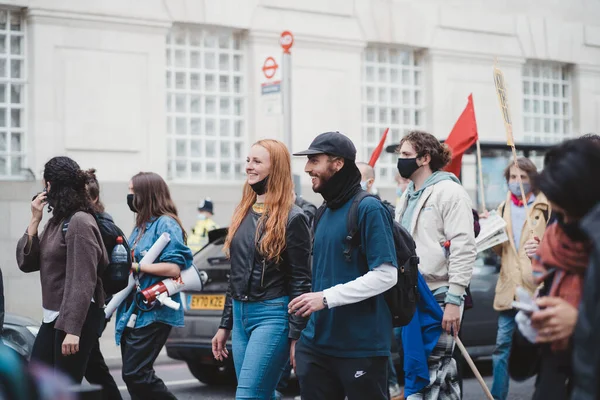 Westminster London 2021 People Wearing Masks Waving Flags Banners Kill — Stock Photo, Image