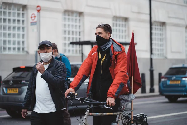 Westminster Londen 2021 Mensen Met Maskers Zwaaiende Vlaggen Spandoeken Bij — Stockfoto