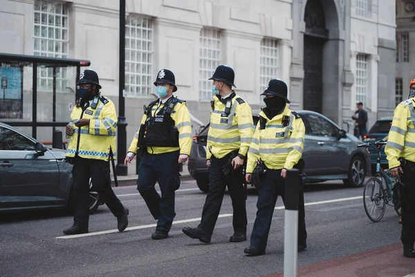 Westminster Londra Mbh 2021 Gli Agenti Polizia Indossano Maschere Alla — Foto Stock