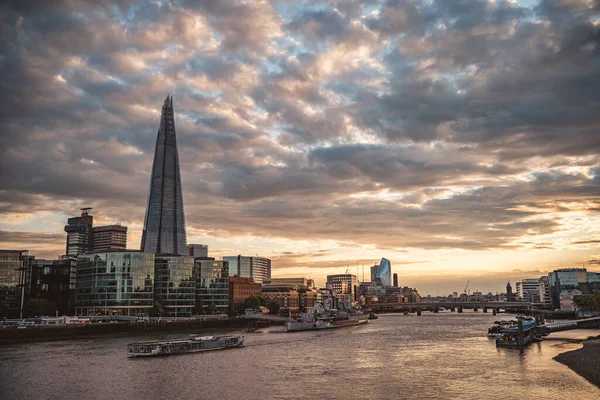 Thames River Embankment London 2021 View Shard City Hall Tower — Stock Photo, Image
