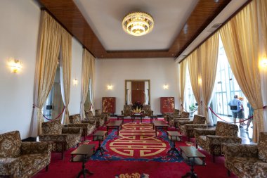 Resepsiyon odasında yeniden birleşme Sarayı'nda. Vietnam Savaşı sırasında Güney Vietnamlı kabine tarafından Merkezi kullanıldı.
