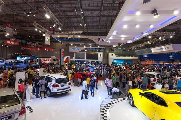 People and cars in exhibition Vietnam motoshow ( Auto Show ) 2014 at SECC Phu My Hung, district 7, Ho Chi Minh City