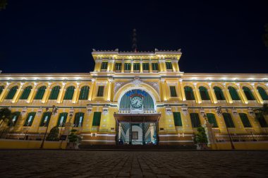 Night view of Saigon Central Post Office at Ho Chi Minh City, Viet Nam