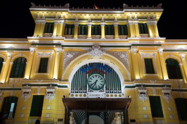 Night view of Saigon Central Post Office at Ho Chi Minh City, Viet Nam