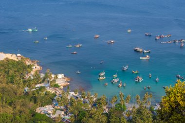Vietnam Landscape : Aerial view of Fishing boats Nam Du Islands, Kien Giang.