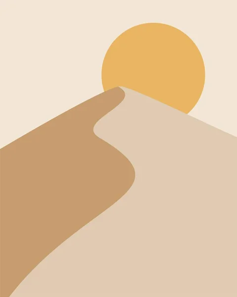 Vektorillustration Der Minimalistischen Wüstenlandschaft Sahara Perfekt Für Wanddekoration Und Druck — Stockvektor