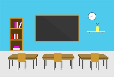 okul sınıf içsel vektör illüstrasyonları karatahta, tablo ve sandalye elementi