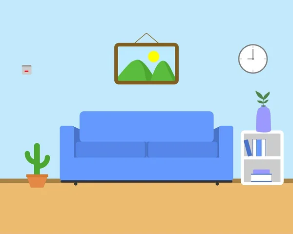 Sala Estar Minimalista Com Sofá Fundo Ilustração —  Vetores de Stock