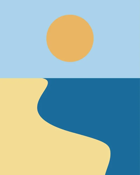 Illustrazione Spiaggia Astratta Minimalista — Vettoriale Stock