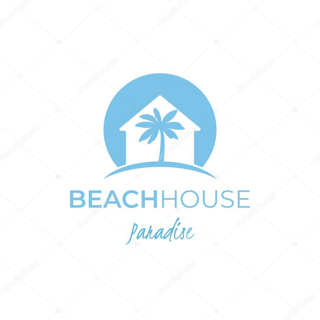 beach house negative space logo perfect for real estate company