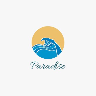 Soyut el çizimi plaj tropikal logosu