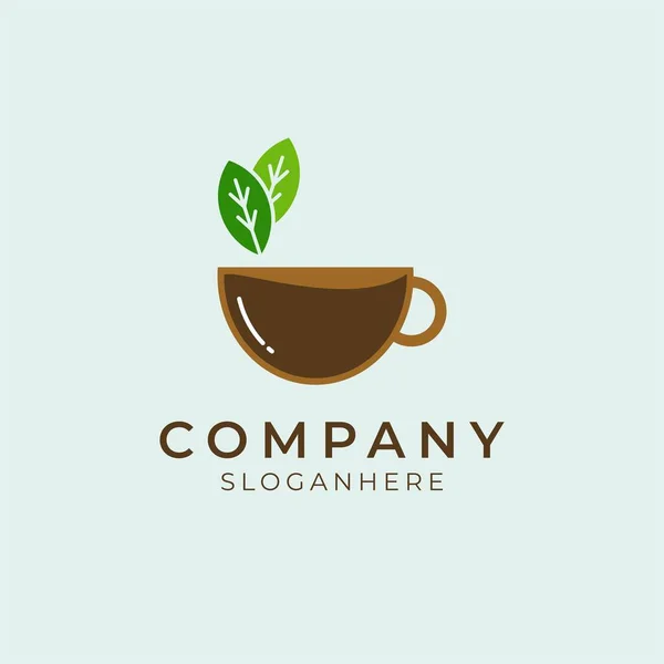 Bio Kávé Tea Logó Ikon Illusztráció Tökéletes Kávézó Étterem — Stock Vector