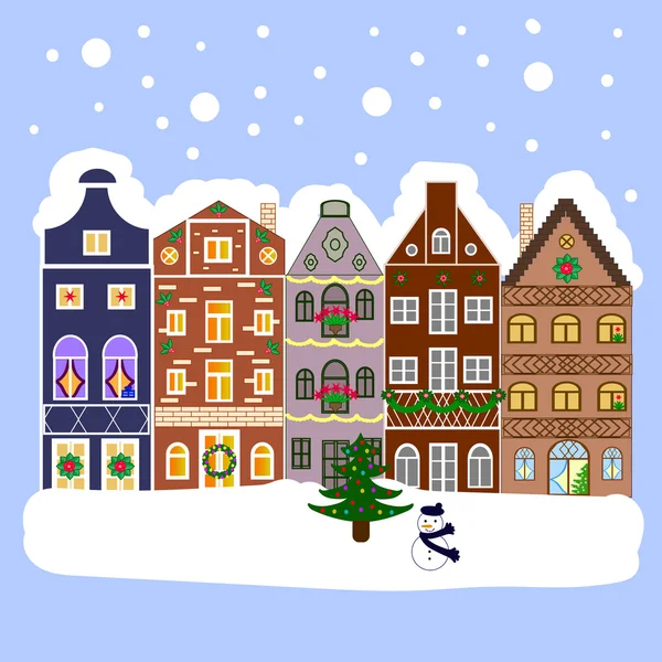 Navidad invierno ciudad — Vector de stock