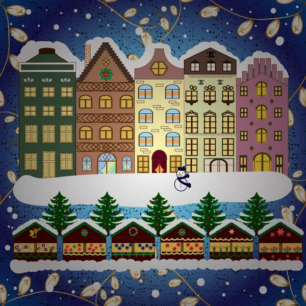 Navidad invierno ciudad — Vector de stock