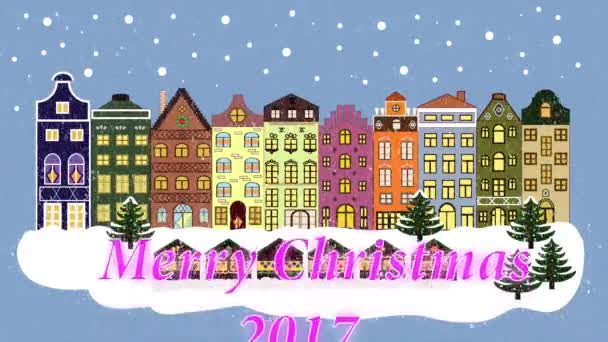 Kerstmis winter stad. — Stockvideo